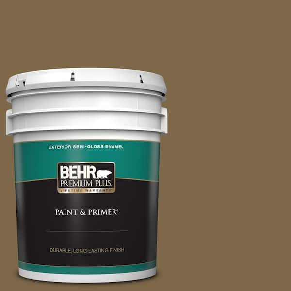 BEHR PREMIUM PLUS 5 gal. #320F-7 Fig Semi-Gloss Enamel Exterior Paint & Primer