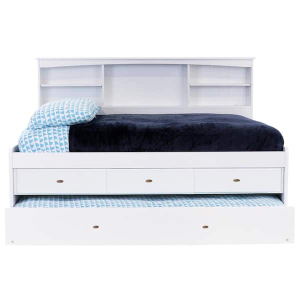 Full Sized Bookcase Daybed With, White Bookcase Full Bed With Trundle