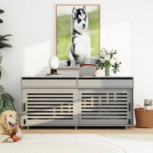 WIAWG Wooden Dog Crate Kennel, Walnut Dog Cage Furniture with 2 Drawers and  Divider, Heavy Duty Dog Crate for Small Medium Dog Y-THD-150144-0506-cc -  The Home Depot