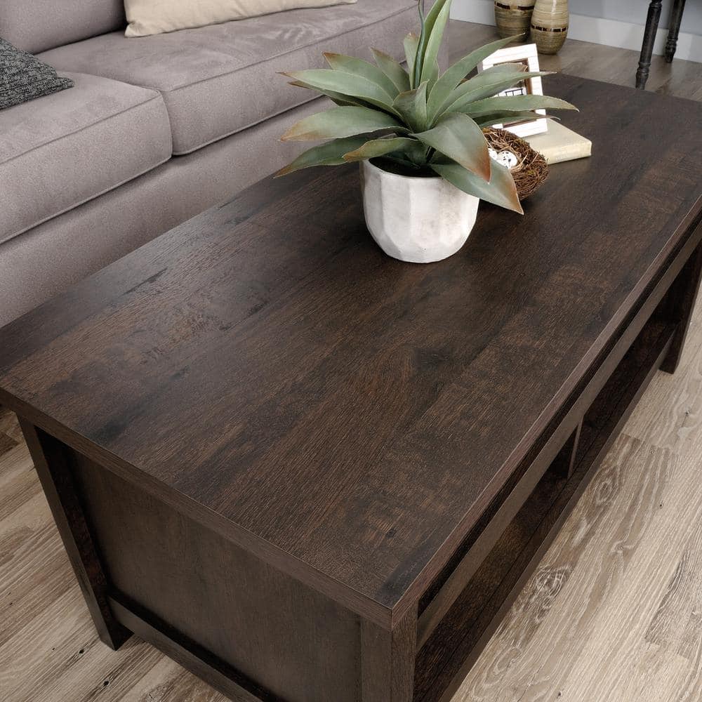 Vintage Coffee Oak Rectangular Lift-Top Coffee Table with Storage