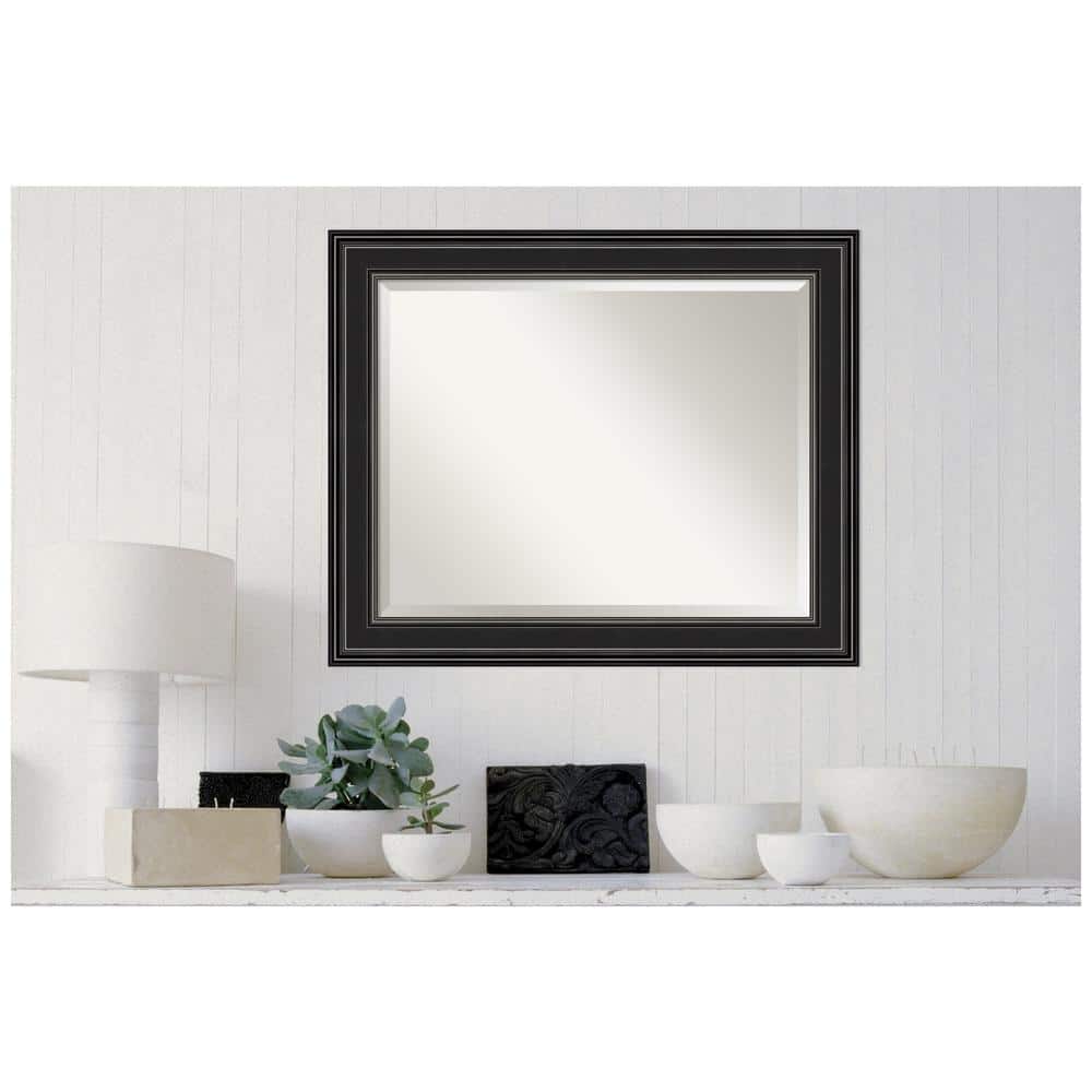 Ridge Black Rectangular Polystyrene Framed Bathroom Vanity Mirror 34x28