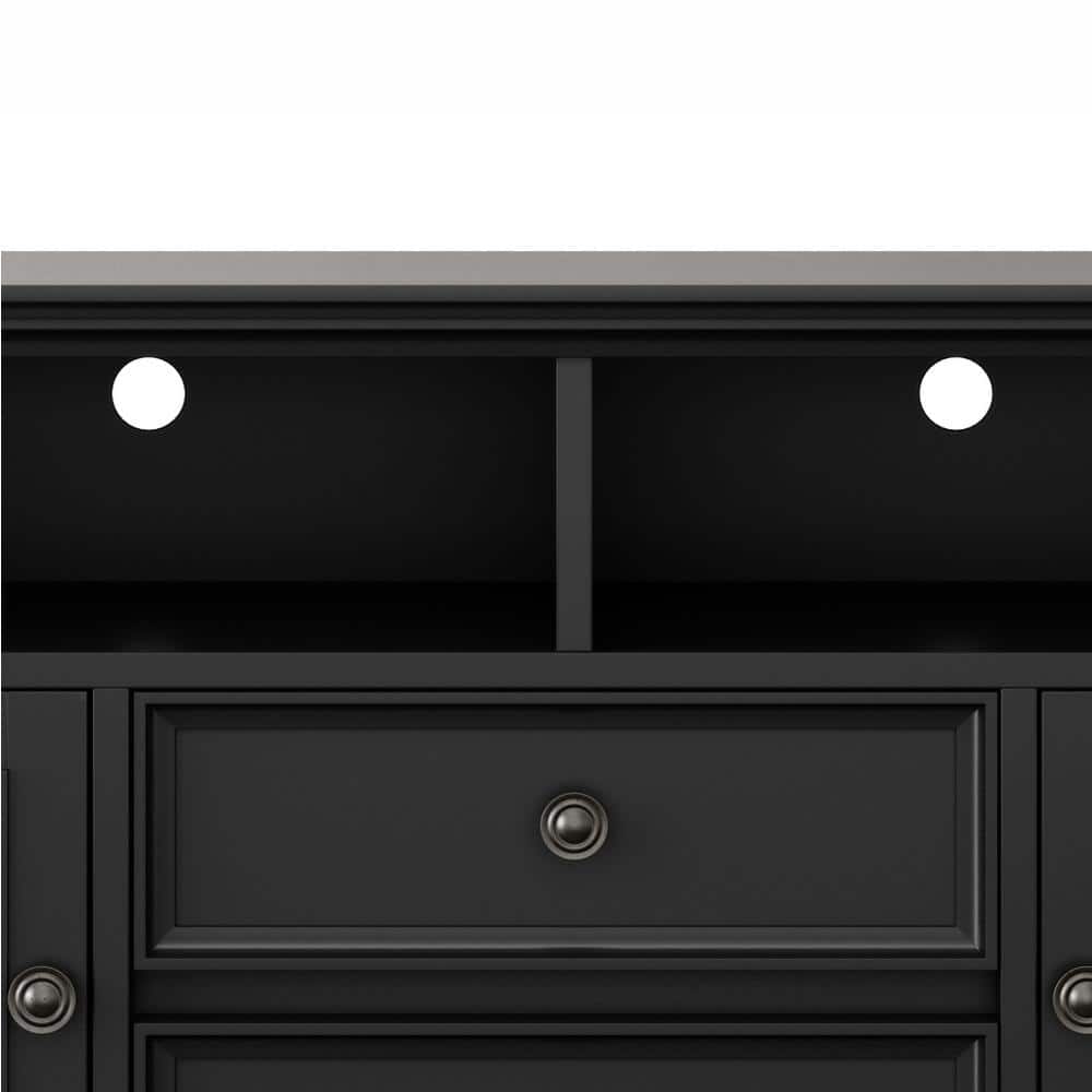 Amherst Black Solid Wood 72" TV Media Stand with Cabinets