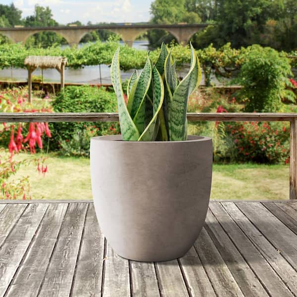 Lightweight 18in. x 17in. Pale Yellow Extra Large Tall Round Concrete Plant  Pot / Planter for Indoor & Outdoor