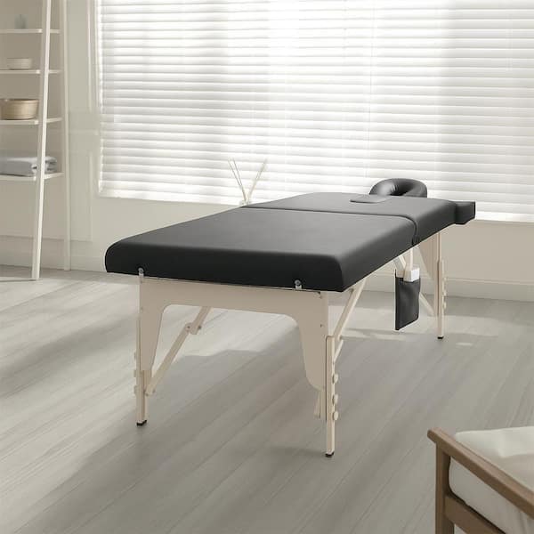 84 in. Black Premium Memory Foam Massage Table with Foldable Legs