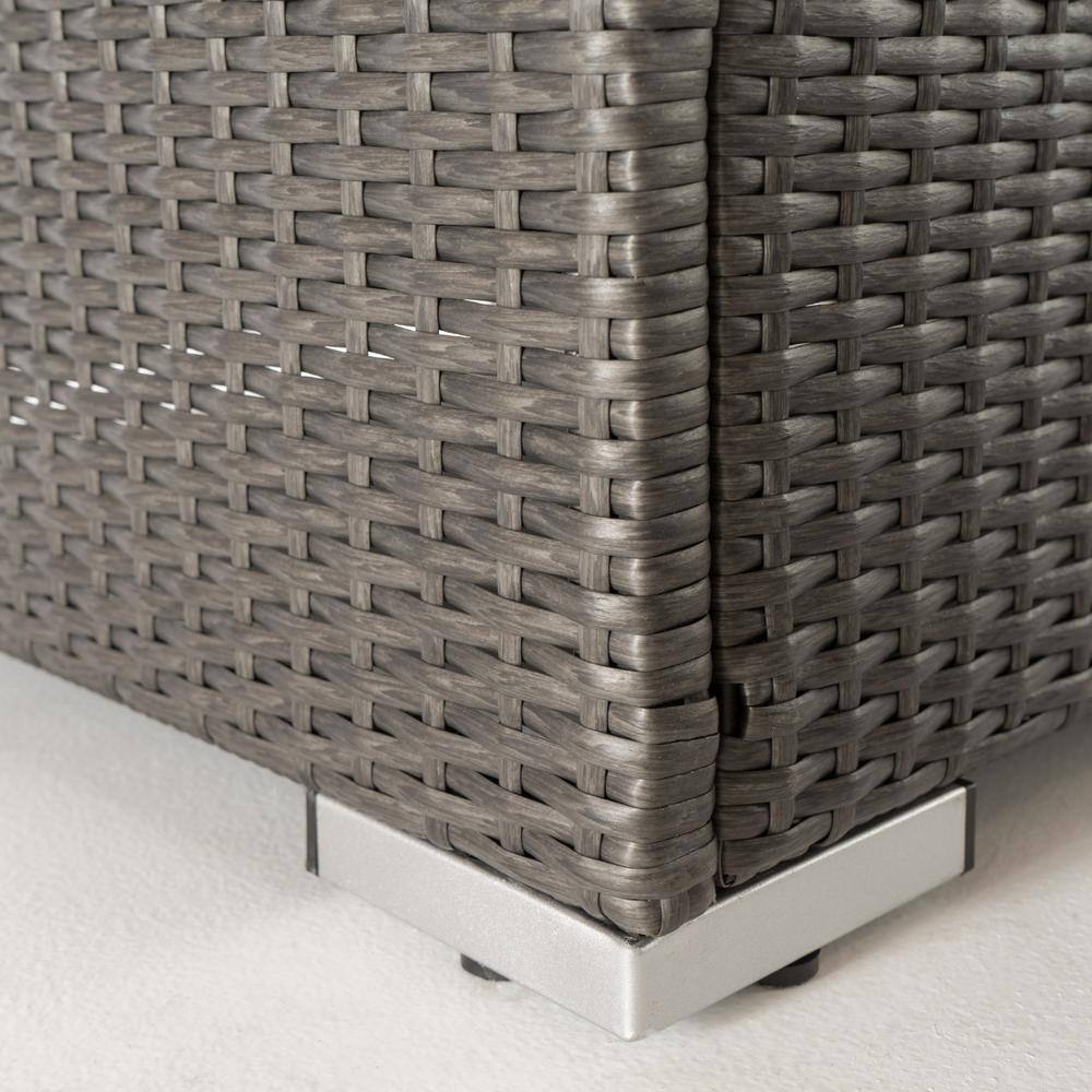 Gray Aluminum Wicker Outdoor Coffee Table with Glass Top