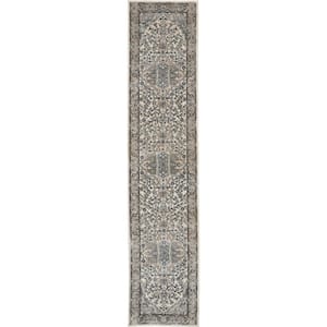 Concerto Ivory/Grey 2 ft. x 10 ft. Persian Modern Kitchen Runner Area Rug