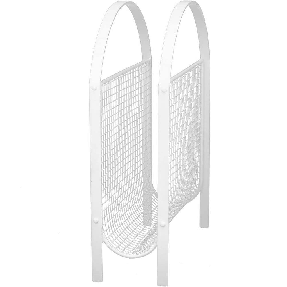 White 11.4 in. x 15 in. Metal Freestanding Magazine Rack YA9HN4