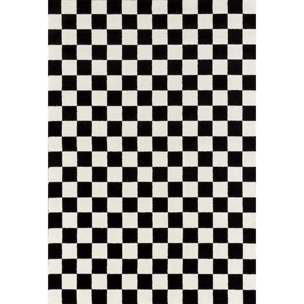 Unbranded Checkered Black and White 2x3 Geometric Polypropylene Area Rug