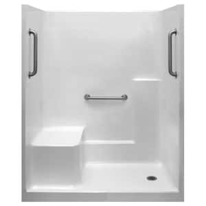Liberty 60 in. x 36 in. x 77 in. AcrylX 1-Piece Shower Kit with Shower Wall and Shower Pan in White, 3 Loose Grab Bars