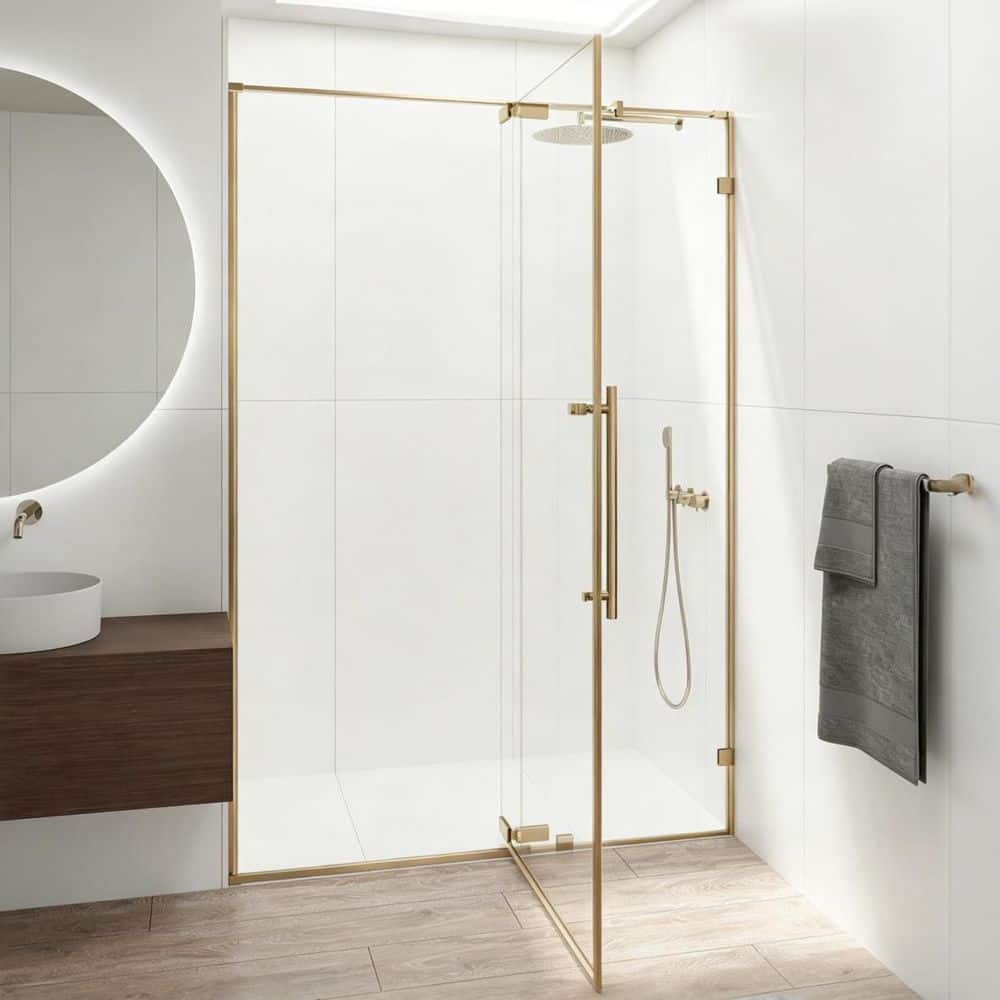 42-48 in. W x 72 in. H Pivot Semi-Frameless Swing Shower Door in Brushed Gold with Clear Tempered Glass price history on PriceWatchPro