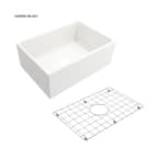 Farmhouse Apron-Front Fireclay 27 in. Single Bowl Kitchen Sink in White with Bottom Grid
