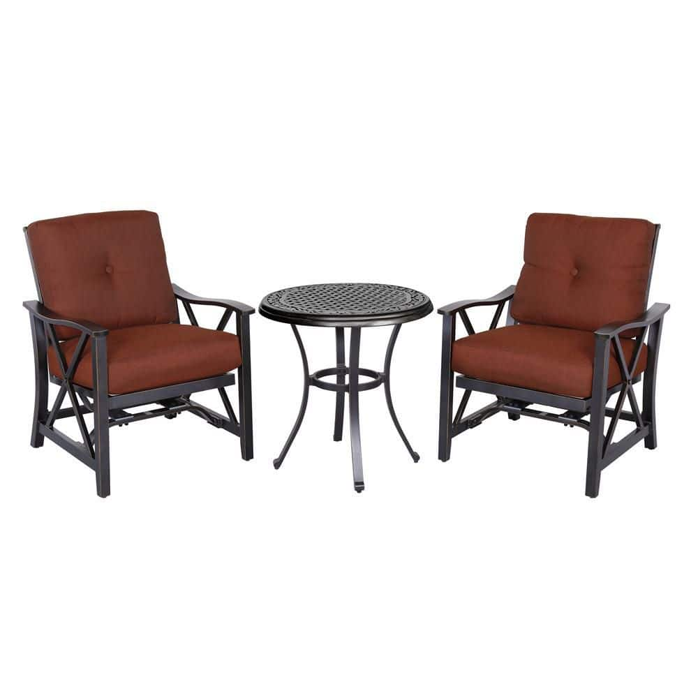 Margaux Dark Gold 3-Piece Cast Aluminum Outdoor Bistro Table Set with Chili Red Cushion for Gazebo -  Mondawe, MD-070-260