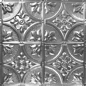 Pattern #2 in Brushed Satin Nickel 2 ft. x 2 ft. Nail Up Tin Ceiling Tile (20 sq. ft./Case)