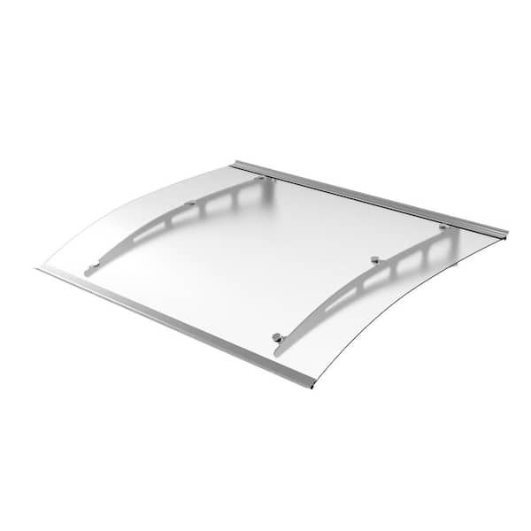 Advaning 3.9 ft. PA Solid Polycarbonate Door and Window Fixed Awning (47 in. L x 35 in. W) Frosted with Aluminum Brackets