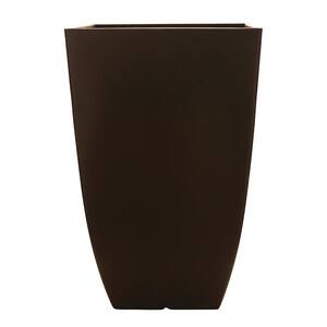 Newland Medium 11.89 in. x 20.75 in. 37 Qt. Coffee High-Density Resin Square Tall Outdoor Planter