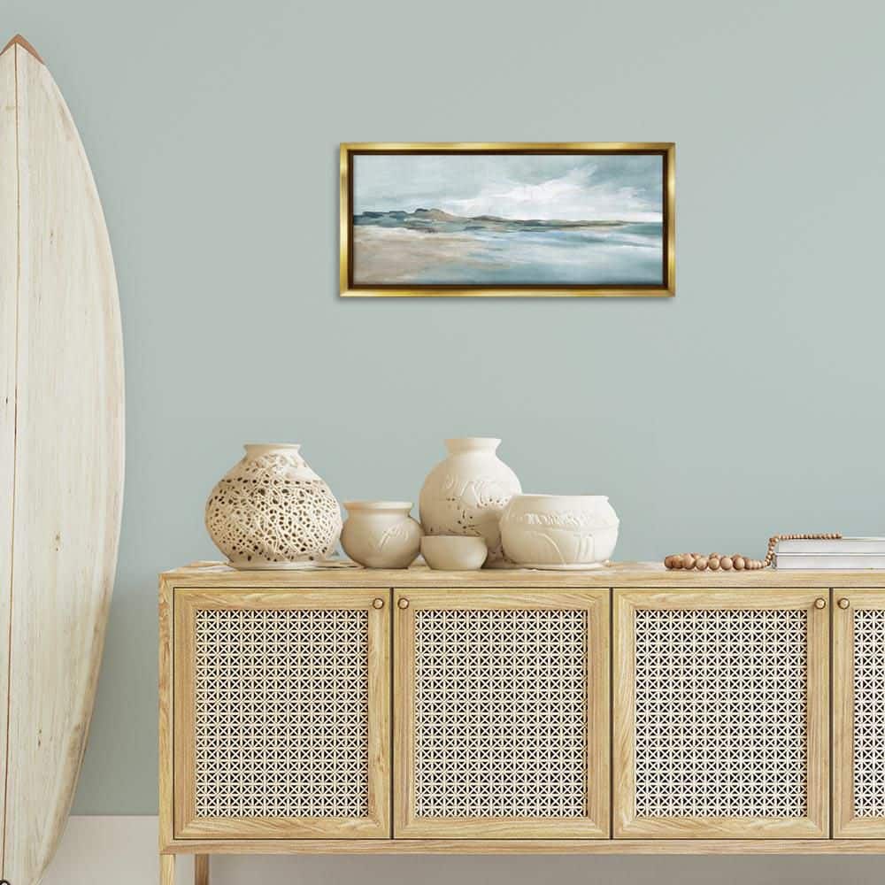 Blue Gradient Beach Scene by Carol Robinson Gold Floater Frame Nature Graphic Art Print 14 in. x 31 in. price history on PriceWatchPro