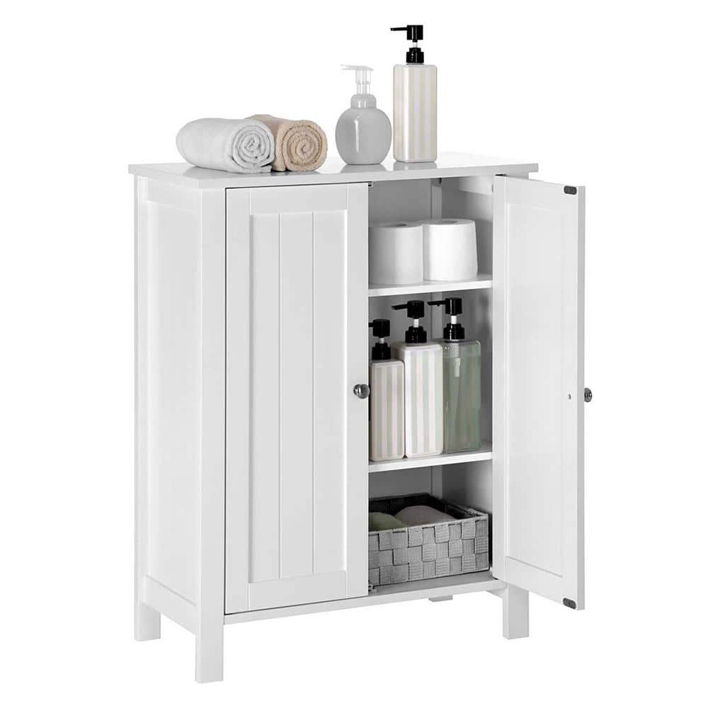 White MDF Bathroom Cabinet with Adjustable Shelves