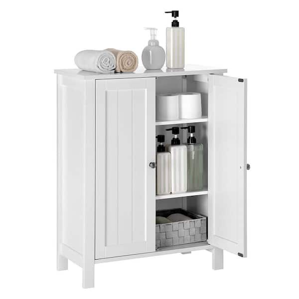 23.6 in. W Bathroom Floor Storage Cabinet with Adjustable Shelf in White