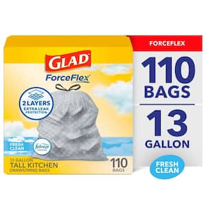13 Gal. ForceFlex Tall Kitchen Drawstring Fresh Clean Scent with Febreze Trash Bags (110-Count)