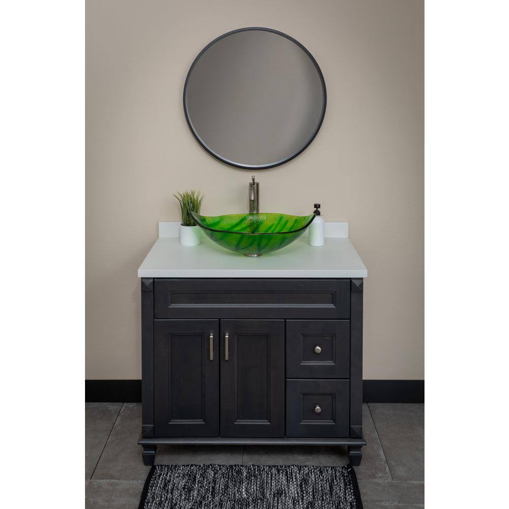 Green Leaf Shaped Tempered Glass Vessel Sink
