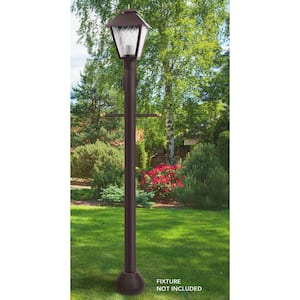 6 ft. Bronze Outdoor Lamp Post Traditional Ground Light Pole with Cross Arm and Grounded Convenience Outlet