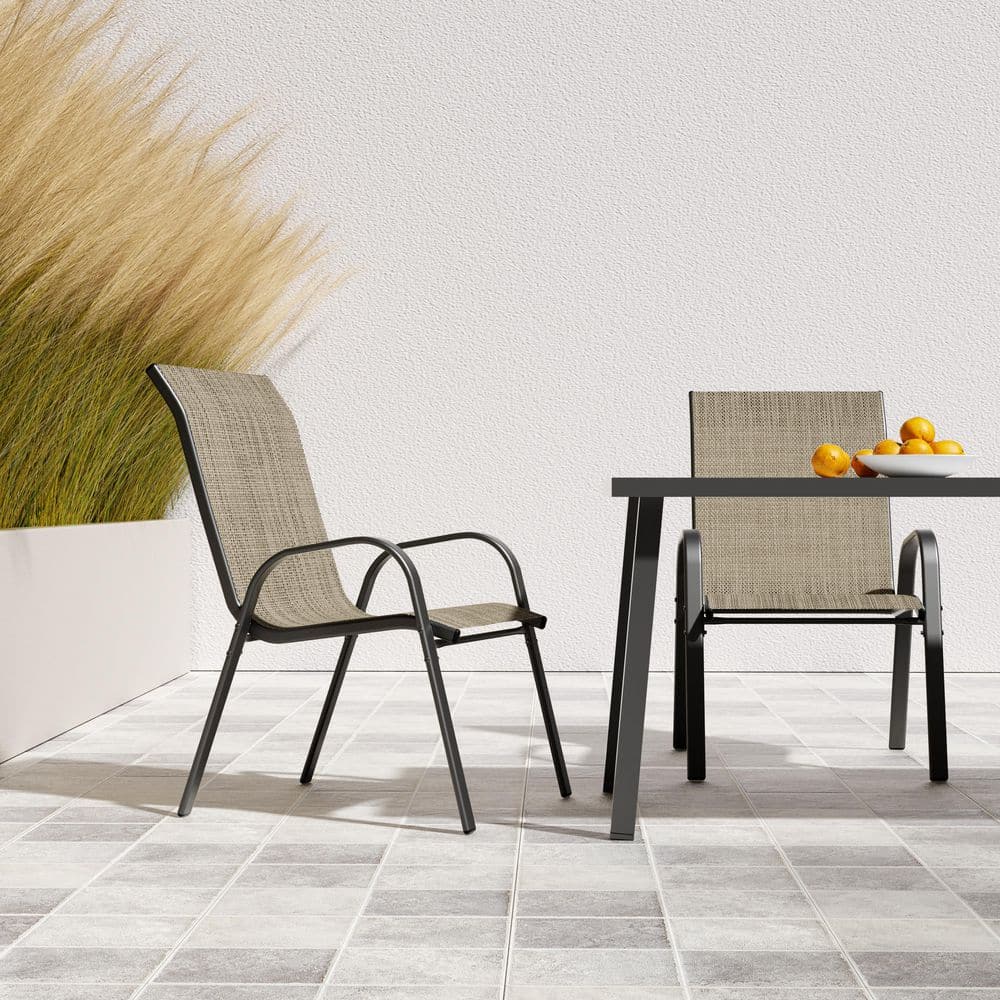 24 in. Outdoor Stackable Dining Chair With Dense PVC-Coated Polyester（Set of 2） price history on PriceWatchPro