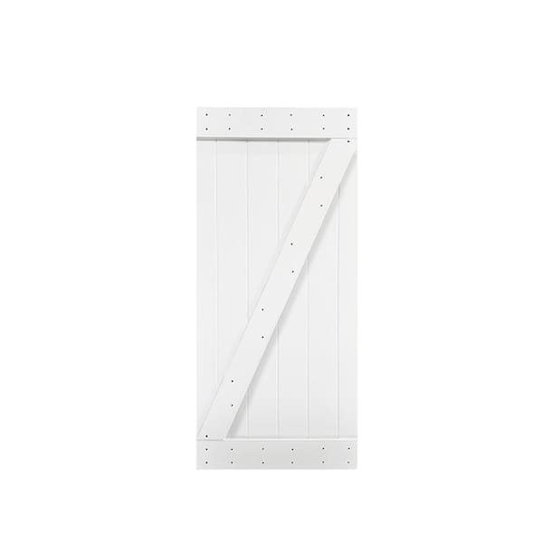 CALHOME Z Series 24 in. x 84 in. Pure White Knotty Pine Wood Interior Sliding Barn Door Slab