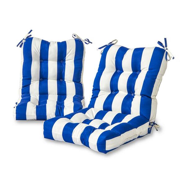 Greendale Home Fashions Cabana Stripe Blue 21 in. x 42 in. Outdoor Dining Chair Cushion (2-Pack)