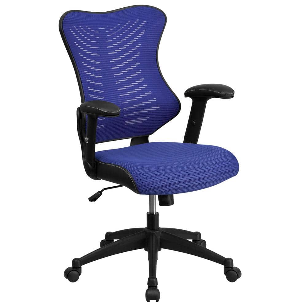 High-Back Blue Mesh Ergonomic Executive Swivel Chair