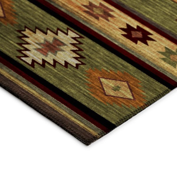 Sonora Green 8 ft. x 10 ft. Geometric Indoor/Outdoor Area Rug