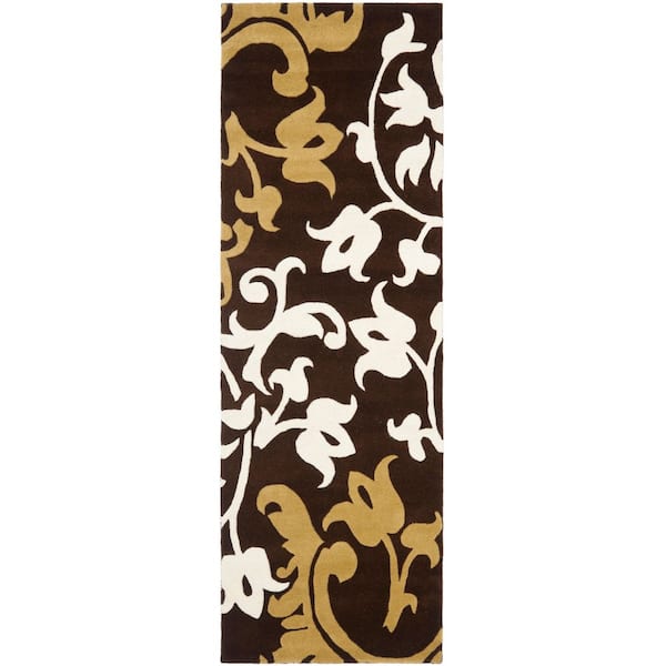 Soho 3 x 6 Brown/Multi Scroll Runner Rug