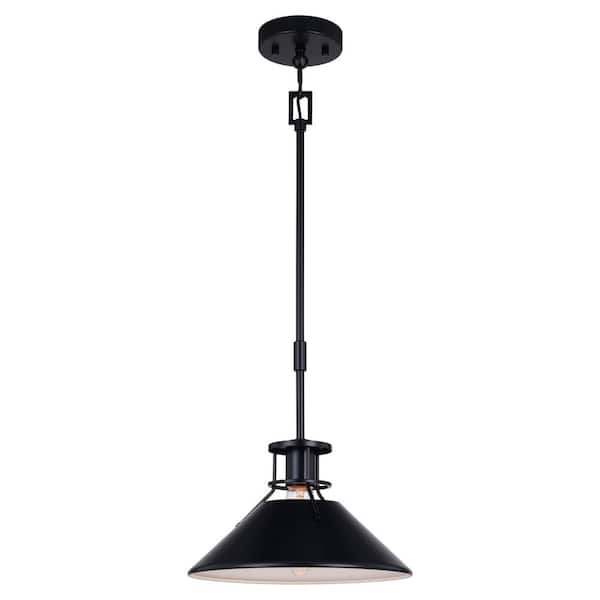 VAXCEL Canton 10-Light Black and Matte White Farmhouse Metal Cone Pendant Light