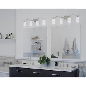 Inspire Collection 4-Light Brushed Nickel Etched Glass Traditional Bath Vanity Light