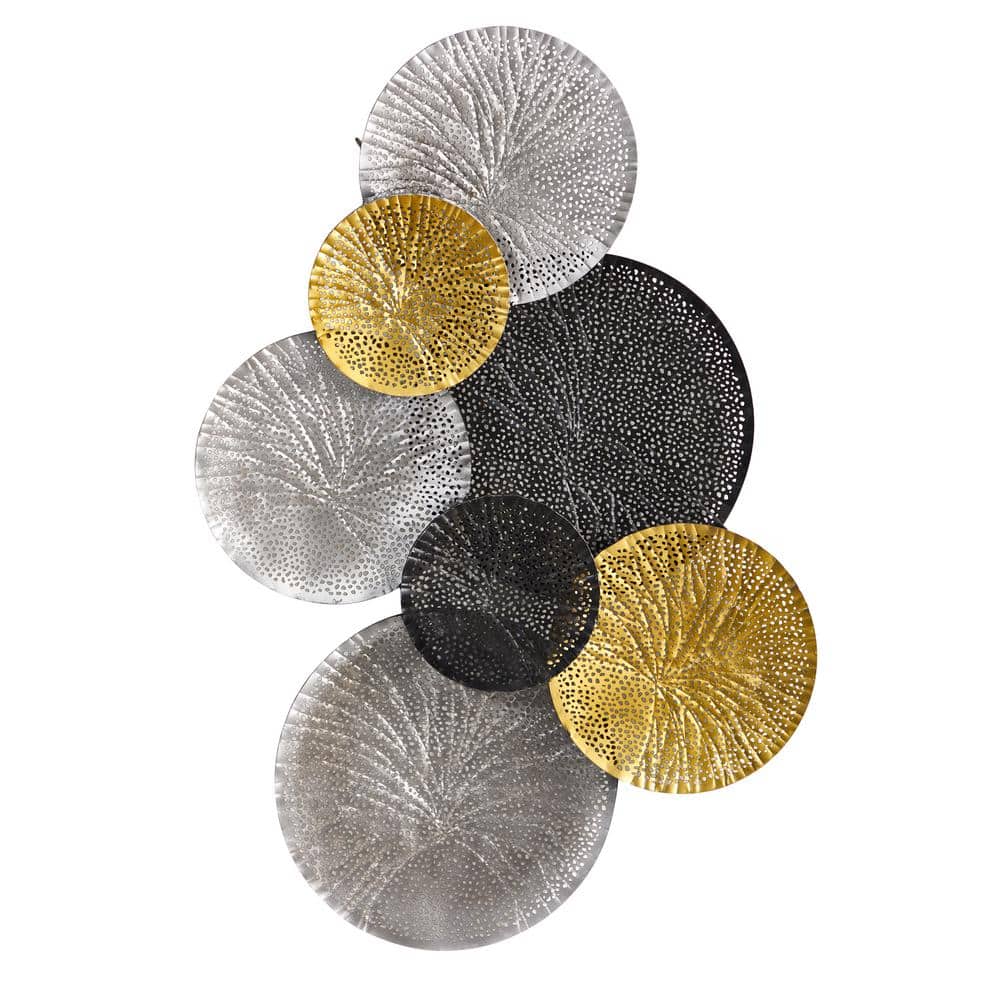 Deco 79 Metal Plate Wall Decor with Black Patterns, 44 x 2 x 29, Brown