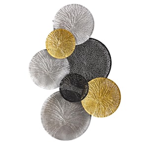 3 ft. x 2 ft. Layered Black and Gold Metal Wall Art Decor