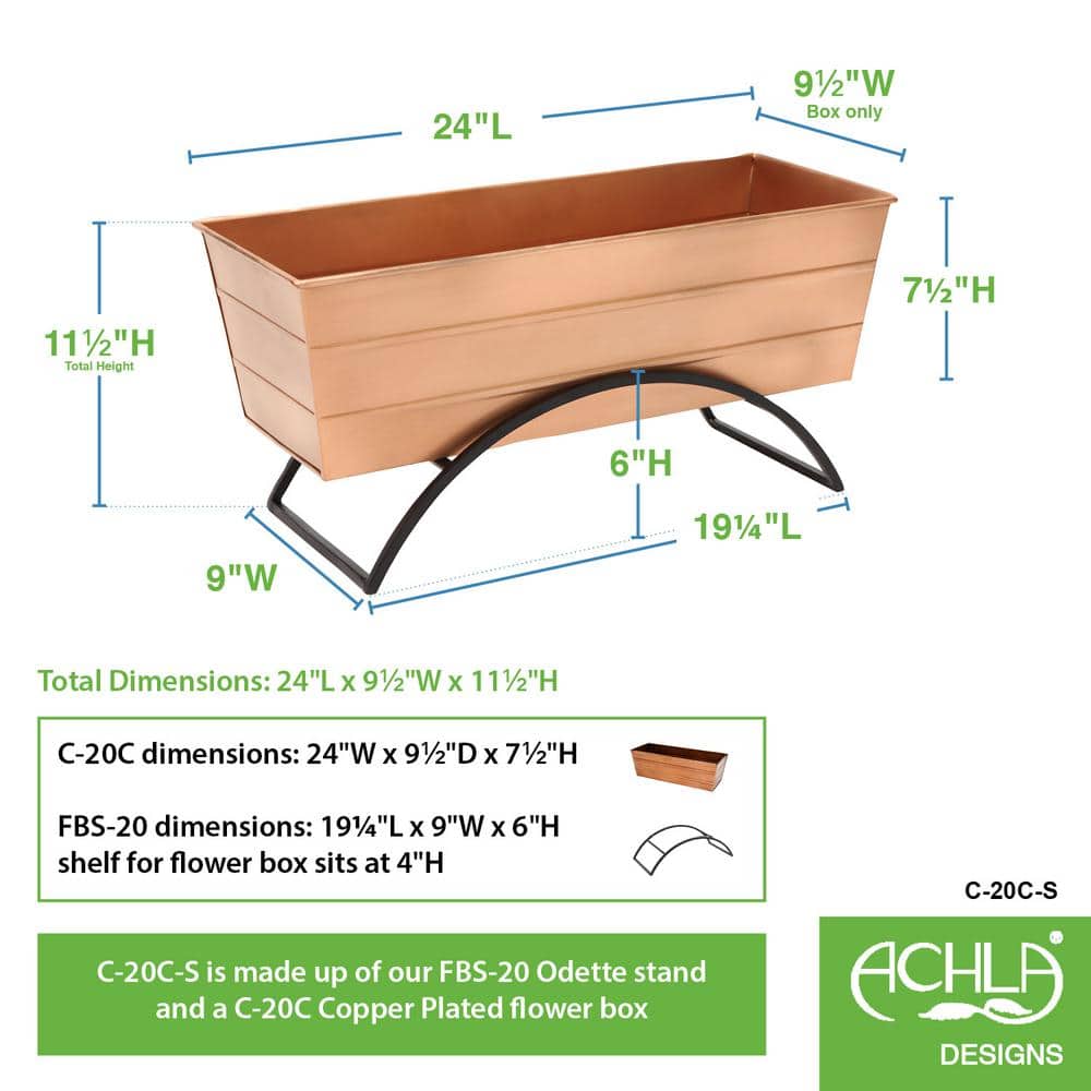 Medium Copper and Black Steel Outdoor Planter Box with Stand