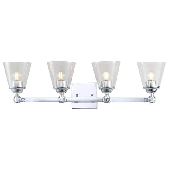 Marion 28.5 in. 4-Light Hurricane Metal/Glass Chrome Vanity Light