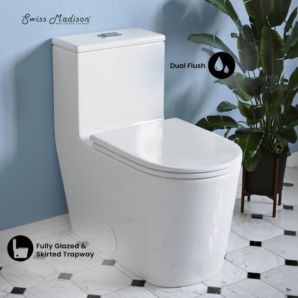 White High Efficiency Dual Flush Elongated One-Piece Toilet