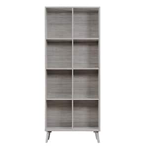 Eluora 77.32 in. Grey Wood 8-Shelf Standard Bookcase