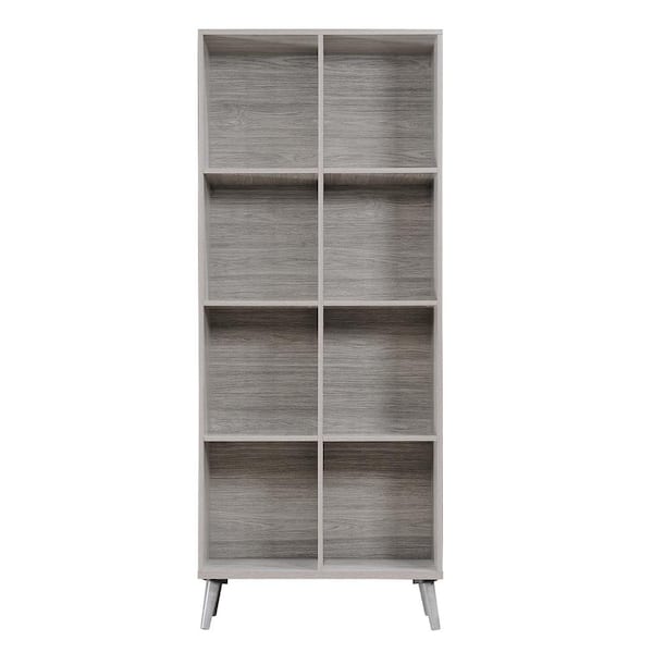 Noble House Eluora 77.32 in. Grey Wood 8-Shelf Standard Bookcase