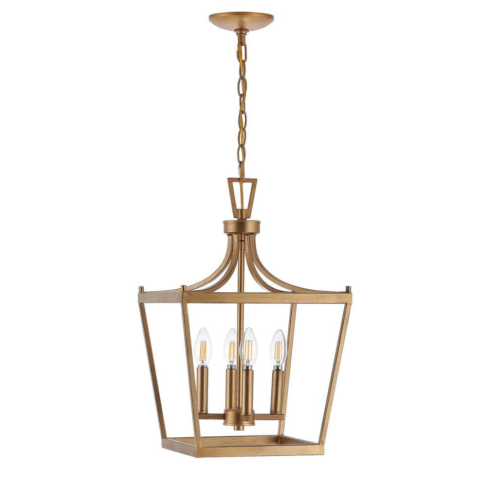 Gold Pagoda Style 4-Light LED Pendant