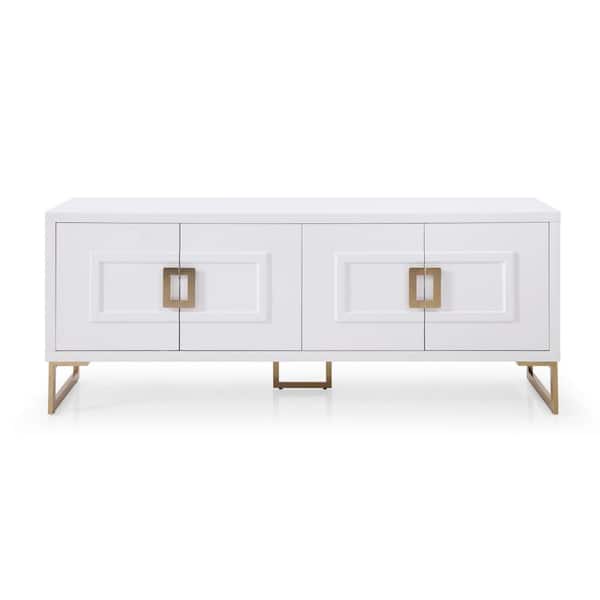 Leah Contemporary White Wood 79 in. Buffet