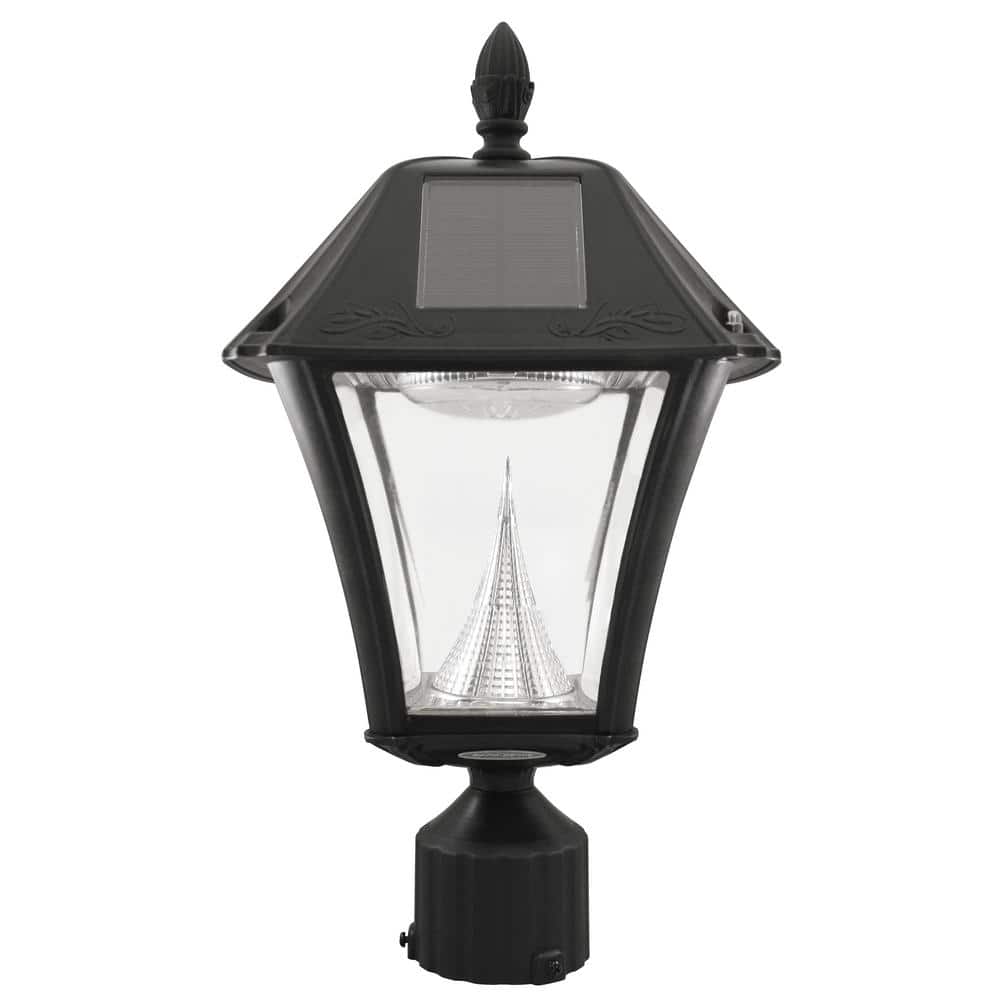 GAMA SONIC Baytown II 1-Light Black Outdoor Solar Warm White Post