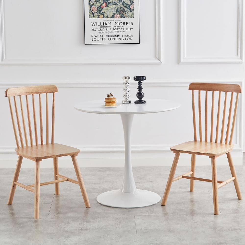 Natural Rubber Wood Dining Chair Set of 4 Living Room Chair Simple and Natu