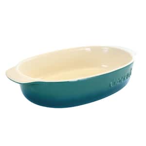 Artisan 2.5 qt. Gradient Teal Oval Stoneware Casserole with Lid