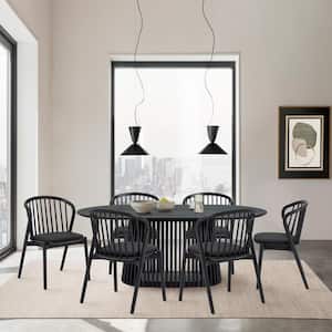 Pasadena Echo 7-Piece Oval Black Wood Top Dining Room Set Seats 6