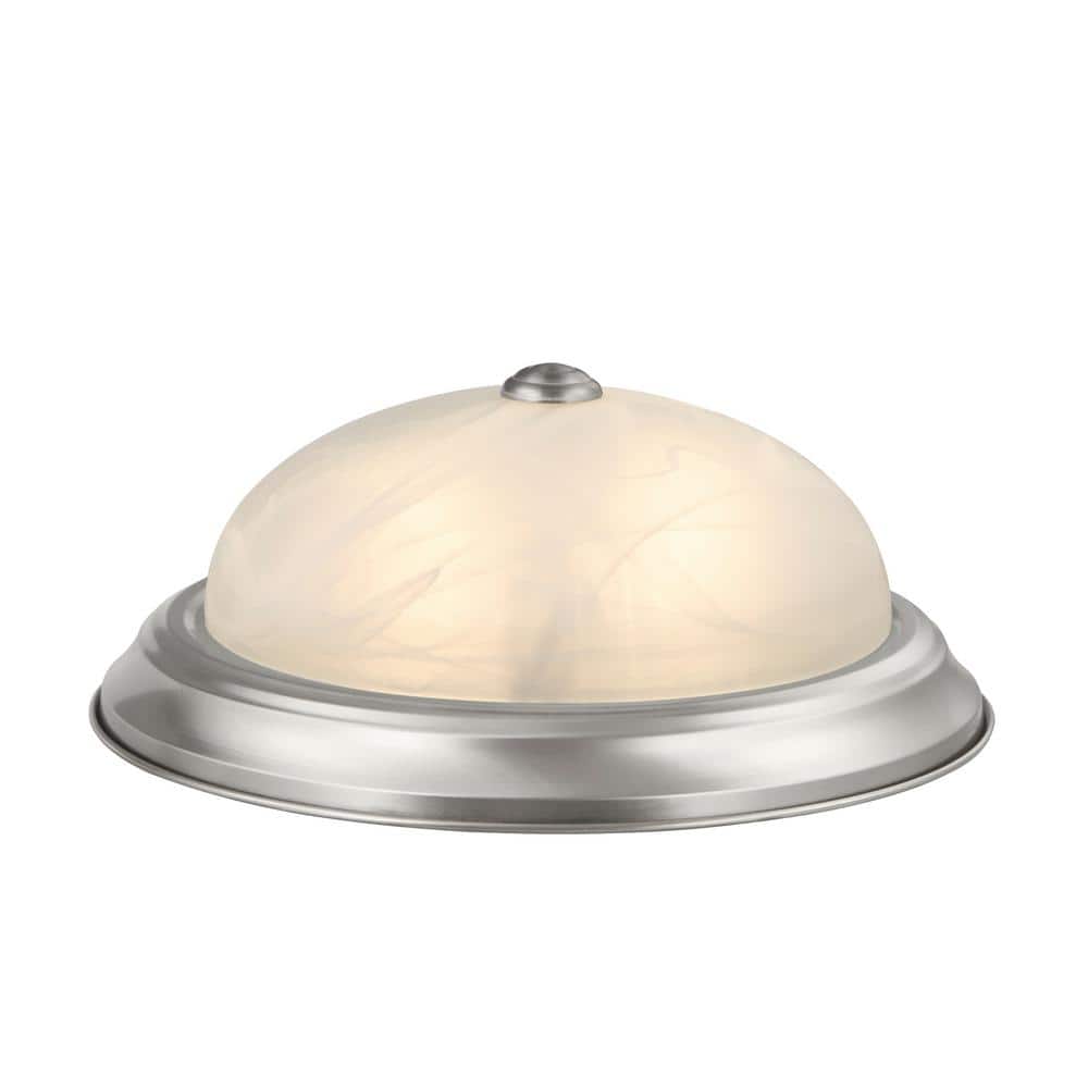 13" Brushed Nickel Flush Mount with Alabaster Glass Shade
