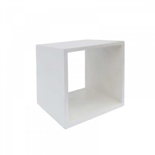 Benjara 16 in. White Rectangle Concrete End Table with Sharp Edges