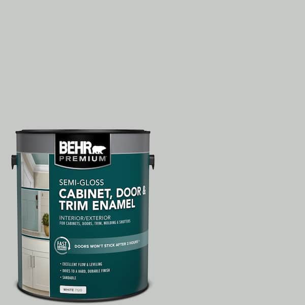 BEHR PREMIUM 1 gal. #BNC-07 Frosted Silver Semi-Gloss Enamel Interior/Exterior Cabinet, Door & Trim Paint