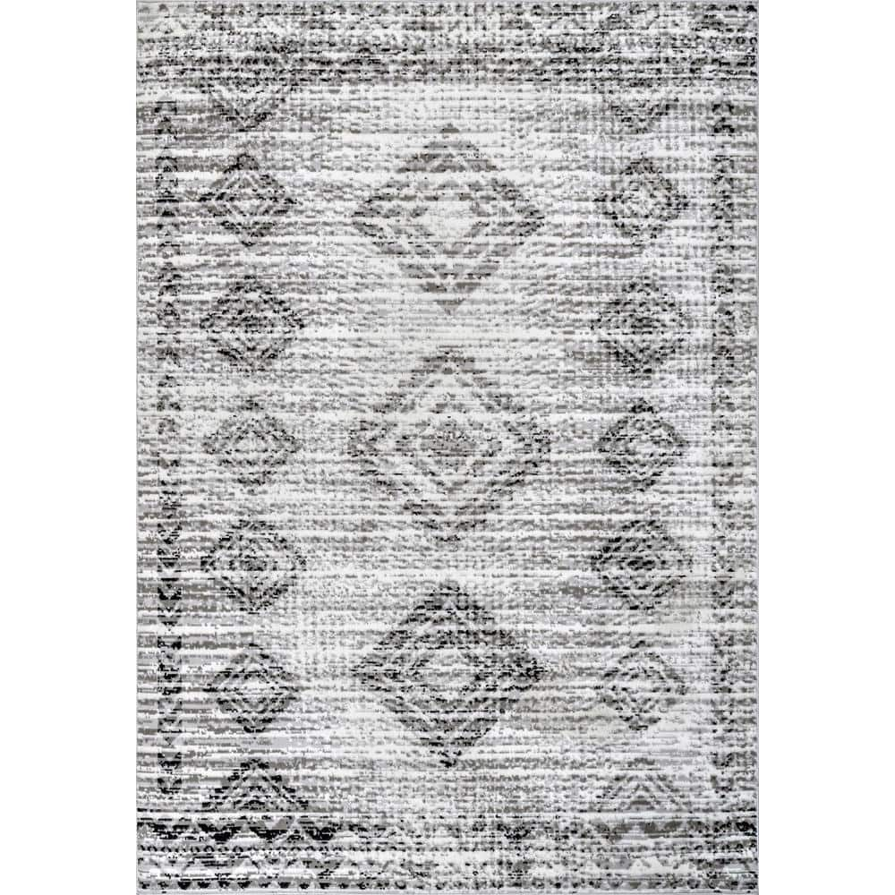 nuLOOM Presley Faded Aztec Gray 8 ft. x 10 ft. Area Rug ECRK04A-8010 ...